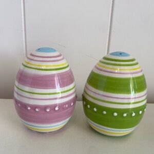 Vintage ceramic salt and pepper shaker set festive Easter egg design